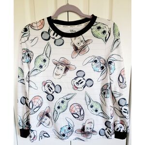 Disney XS 100 Years Character‎ Mash Up Pajama Top Pixar Fleece LS